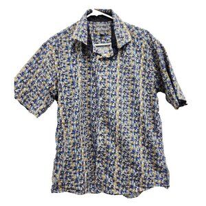 Paulo Solari Performance Stretch Modern Fit Shirt XL Confetti Print Short Sleeve